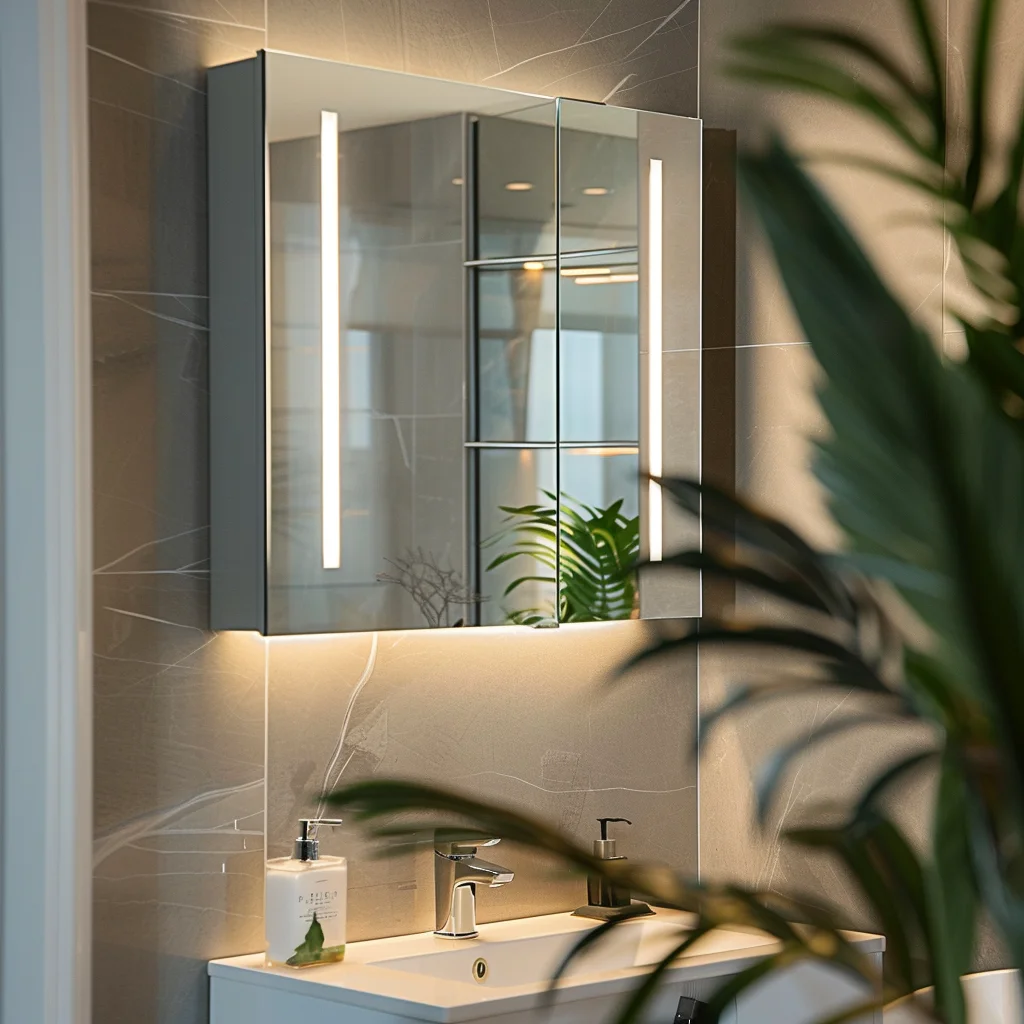 Custom Stainless Steel Storage Design Makeup Shoe Wall Mounted Jewelry Single Sink Bathroom Vanity Mirror Medicine Cabinet