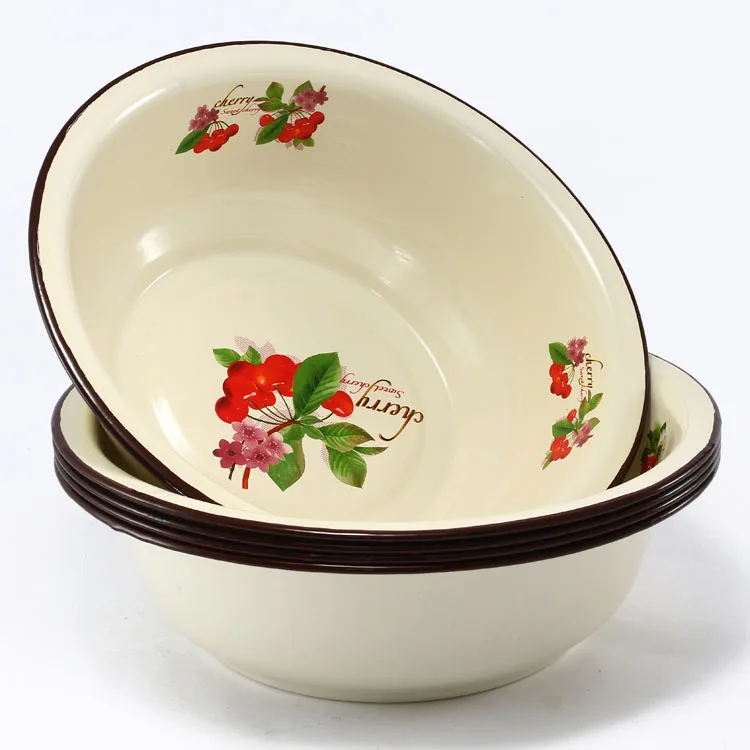Wholesale Enamel Coating basin with flower for kitchenware