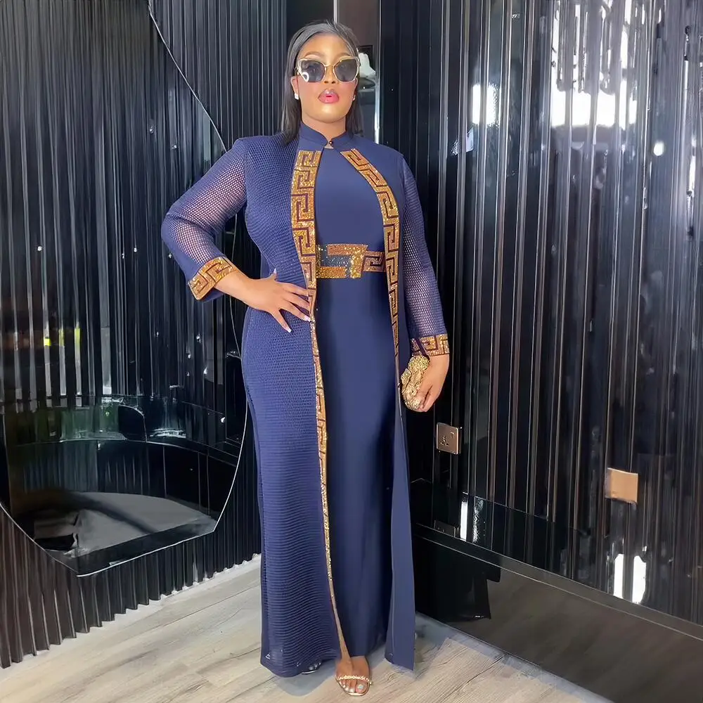 Luxurious Womens African Clothing Rhine Stone Decoration African Clothes For Women a two-piece set African Evening Dresses