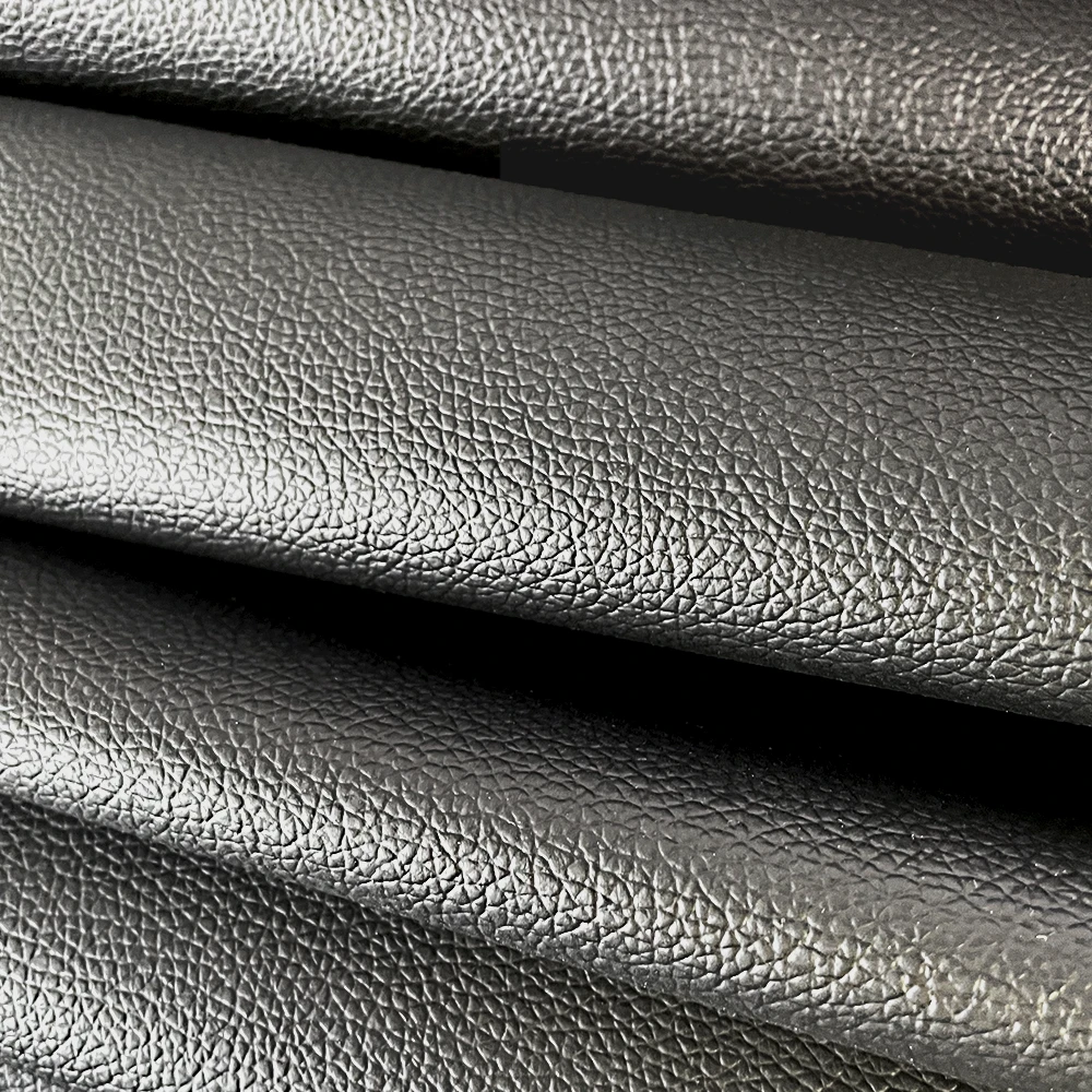 Waterproof matte black lychee skin PVC Leather with abrasion-resistant vinyl leather grain