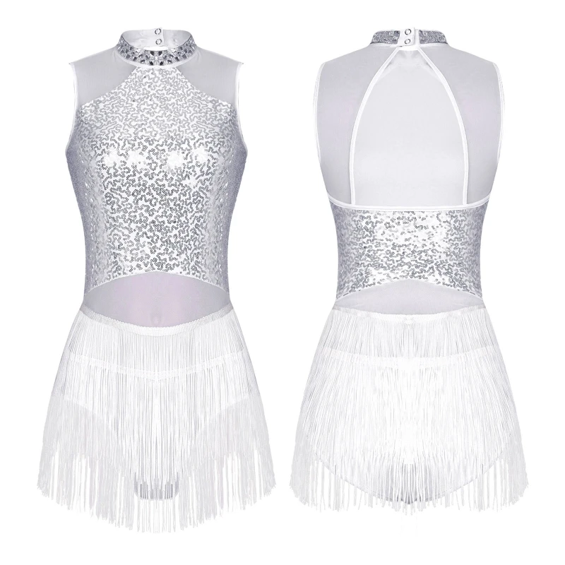 Stage Dance Performance Wear Dancewear Rhinestone Sequined Latin Tango Rumba Cha-Cha Samba Dance Dresses