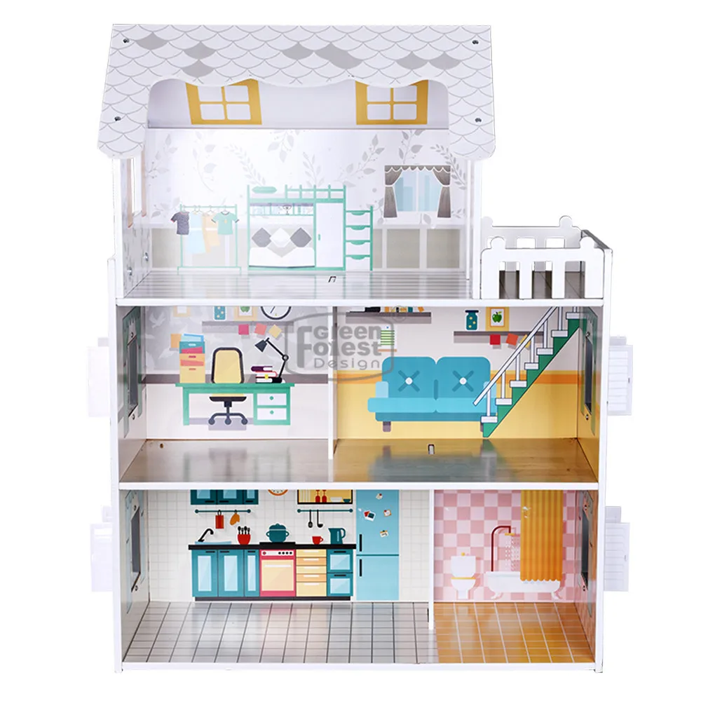 Fashion wooden diy miniature dollhouse, funny educational doll house