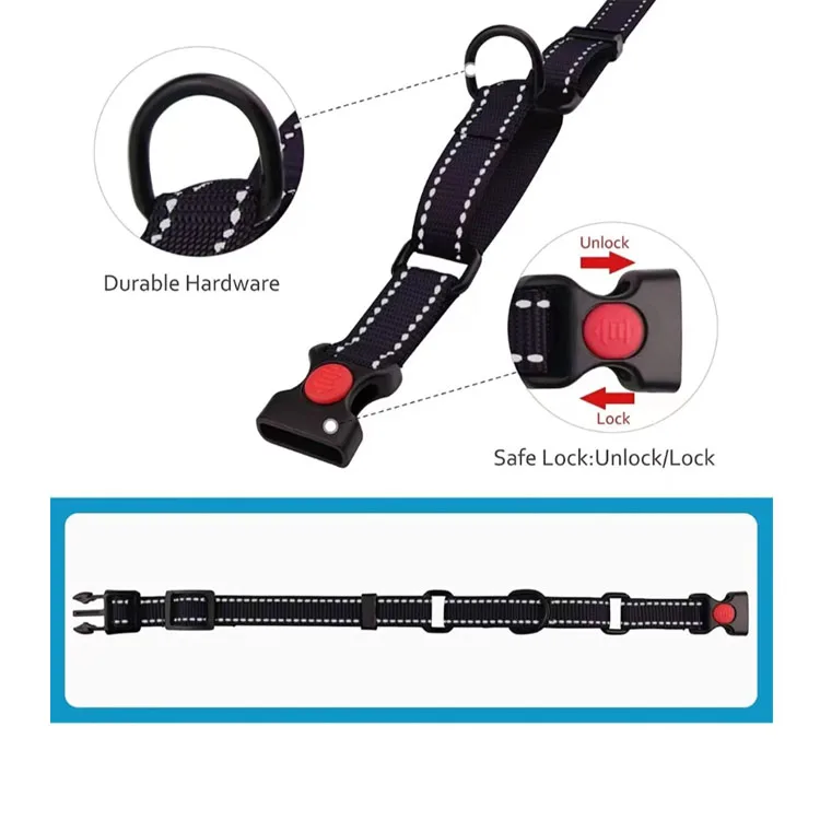 Heavy Duty OEM Popular Adjustable Durable Polyester Pet Accessories Dog Collar Leash Set For Medium Large Dogs