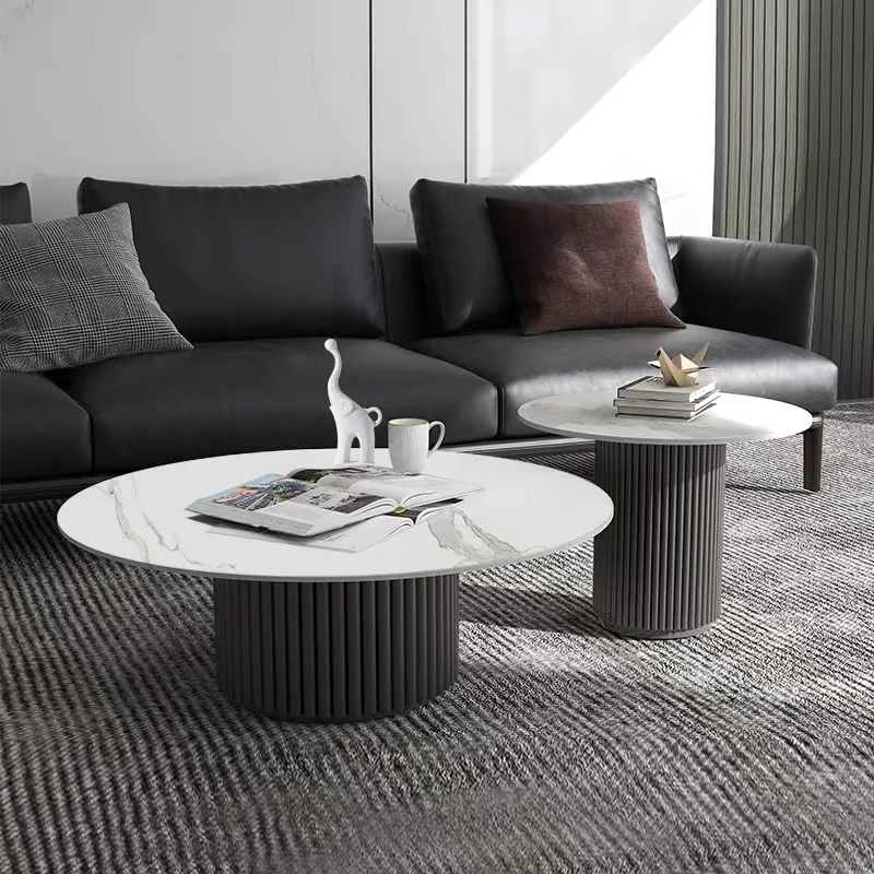 Light luxury round rock slab table side table combination modern minimalist designer special-shaped round Nordic coffee table