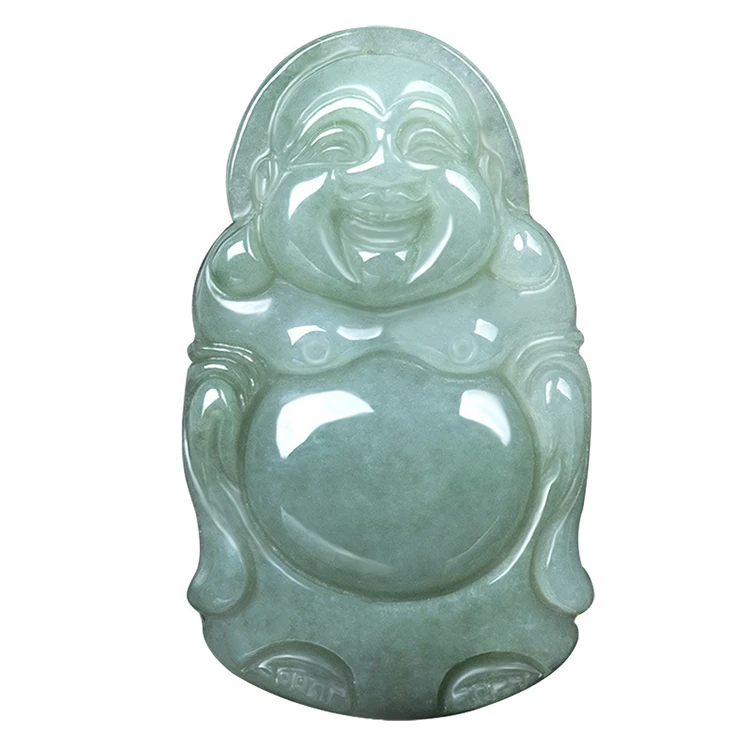 Certified Grade A Natural Burma Jadeite Oil Green Buddha Maitreya Buddha Pendant Ice Jade Pendant Female Myanmar  Wholesale