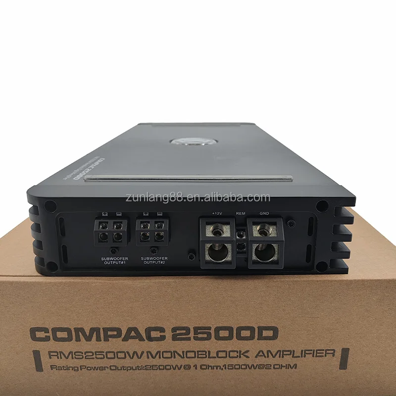Monoblock car sound subwoofer amplifier 2 channel Bass Amplifiers RMS 2500W Linkable Mono Block car amplifier 2 channel Class D