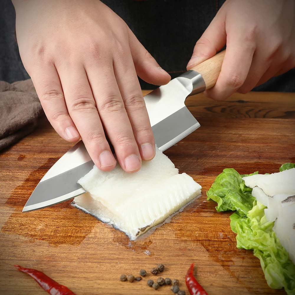 Professional 180mm Japanese High Carbon Steel Knife Fish Filleting Sashimi Sushi Slicing Carving Chef Knife Cleaver Knife