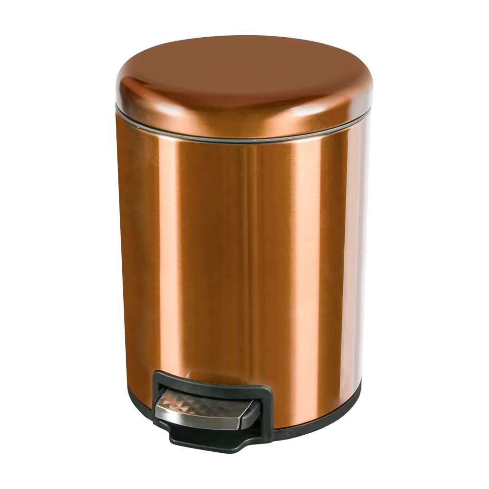 Soft Step 5/9/12L Pedal Step Trash Can with Removable Plastic Inner Bucket Round Garbage Bin for Kitchen Bathroom Office