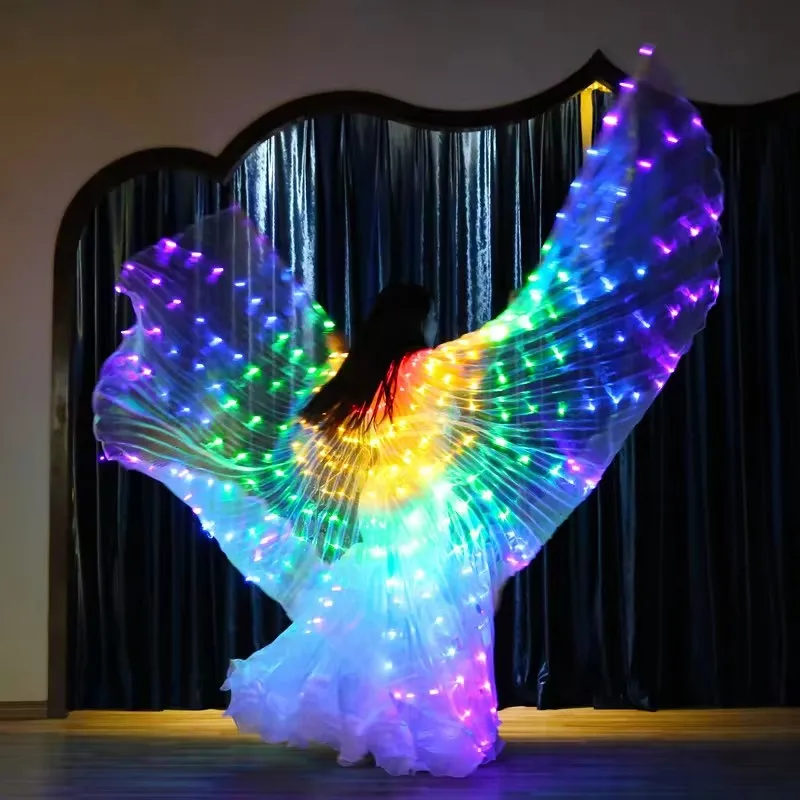 Adult Children LED Luminescent Color Butterfly Isis Wing Cloak Stage Performance Ballroom Belly Dancing Party Photo Prop