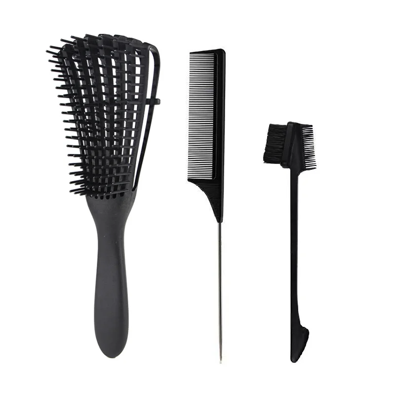 
Flexible detangling brush set for natural hair Wholesale CustomDetangler Curly Detangle Vent Detangling Massage Hair Brush 