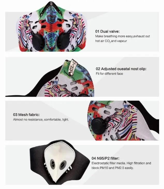 Soft Neoprene Protective Warmer Dust Mask Camo Printing Motorbike Sport Face Mask