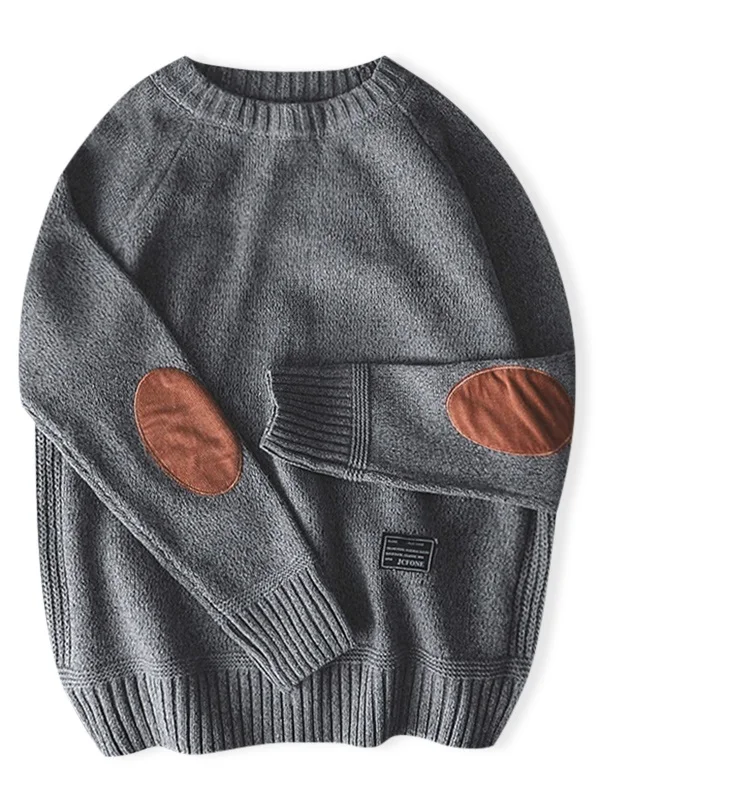 
Однотонный пуловер с круглым вырезом, свитер, Мужской пуловер, свитер 