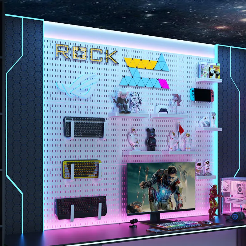 Modern Single-Tier Pegboard Wall Storage Organizer Efficient Space Saver Household Cleaning Spice Multifunctional Tableware