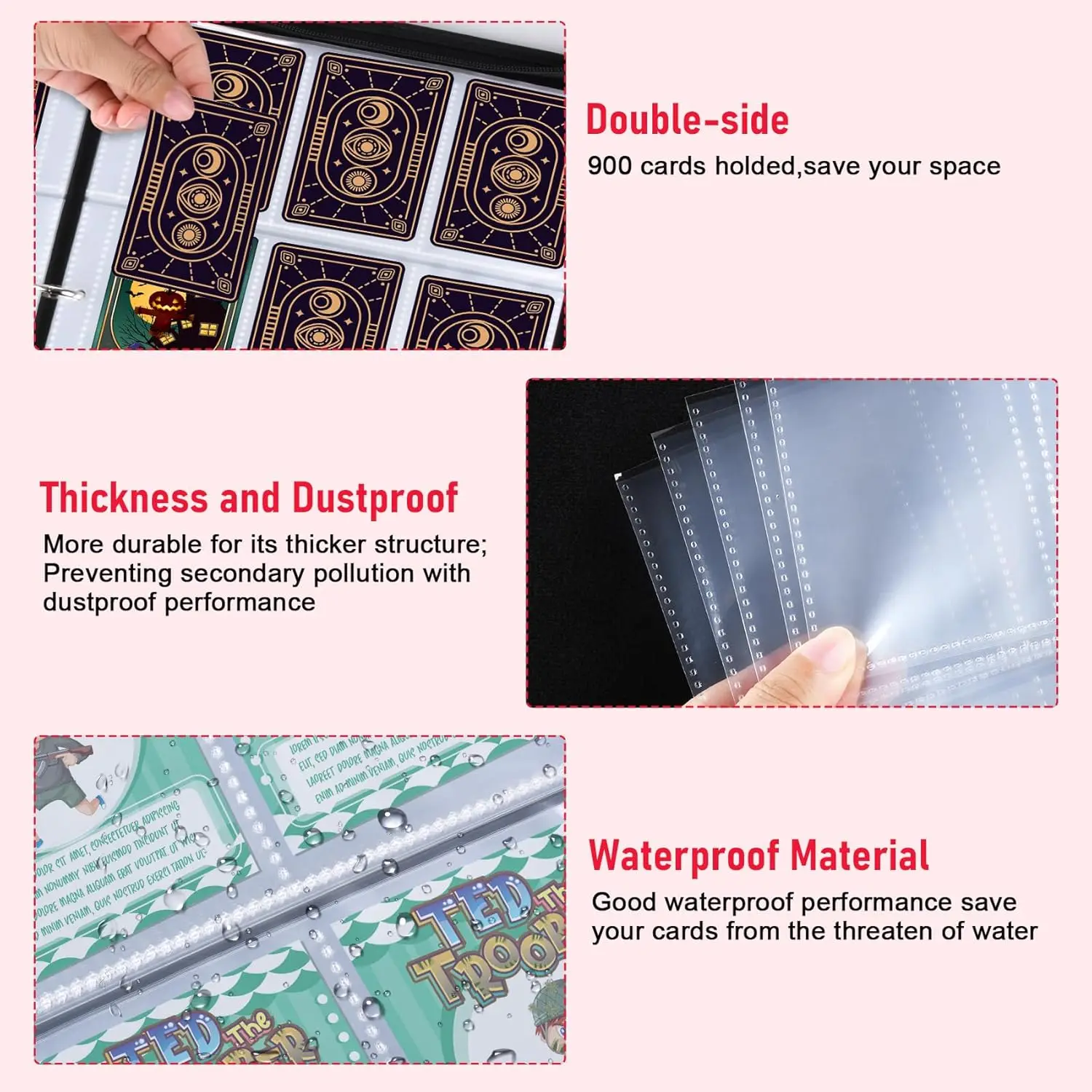 Wholesale 4 Pockets Pokemo Ned Folders Trading Card Binder Storage Leather Zipper Card Collection Book 9 Pocket Card Binder