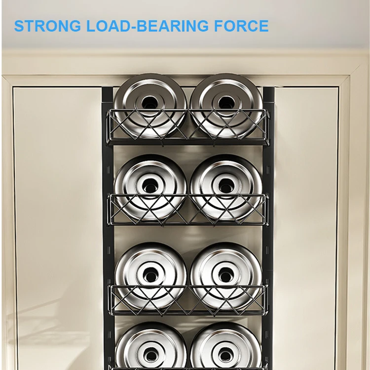 6-Tier Over the Door Pantry Organizer Spice Rack Metal Hanging Wall Mounted Household Kitchen Sundries Storage Basket