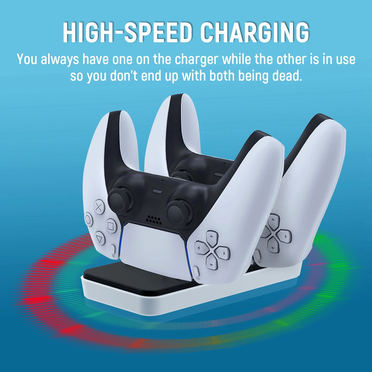 Portable Wireless Game Charging Dock For PS5 Ps4 Ps3 Controller Charging Base For PS5 Gamepad Type-C Dual Station Charger