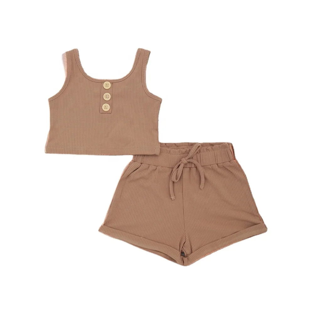 Unisex Summer Baby Rompers Set Customized Print Designs Pullover Closure 2pcs Lovely Girls Shoulder Strap Tops Ruffle Shorts