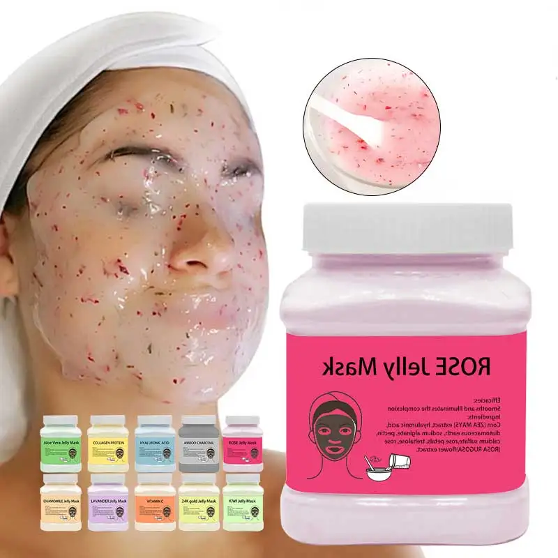 10 ingredients OEM 650g powdered jelly mask rose flower, 24k, collagen anti-aging moisturizing skin care mask powder