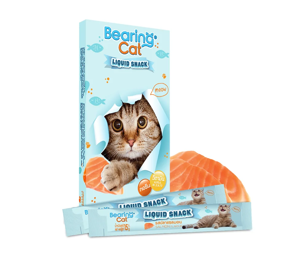 No.1 Cat Liquid Snack of BEARING Cat Salmon Flavor 15 g. per Sachet (11 pcs per pack) Made of Natural Ingredients