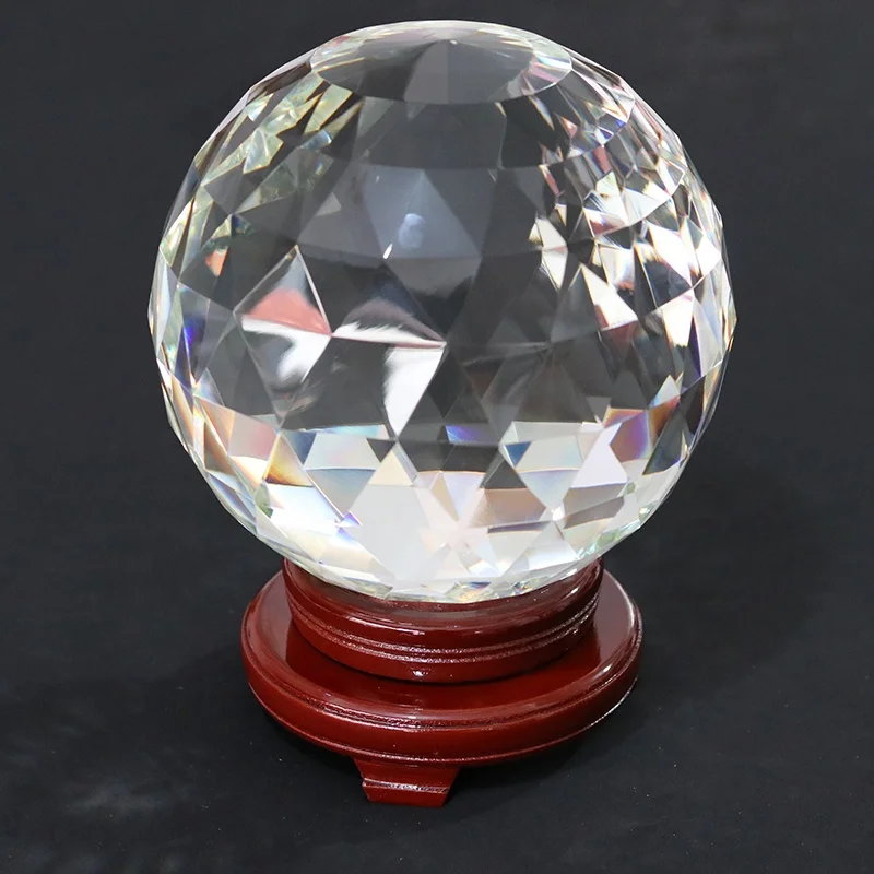 
Hand Cut 200mm Crystal Faceted Ball with 75mm flat standing surface 