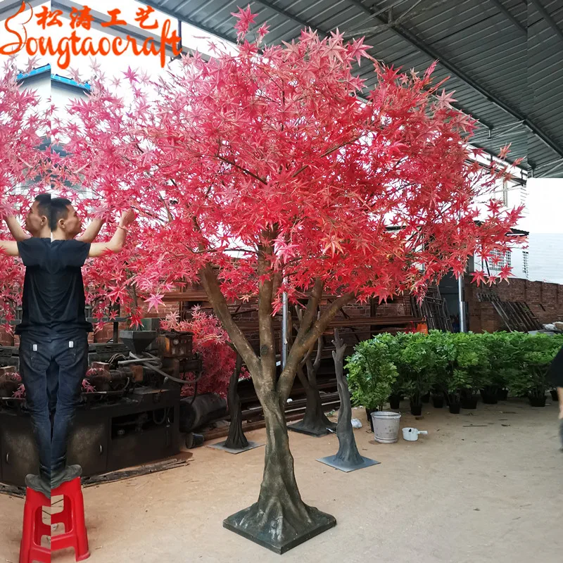 Landscape Japanese Autumn Tree Red Leaf Fiberglass Artificial Maple Tree Large Artificial Decorative Tree For Outdoor