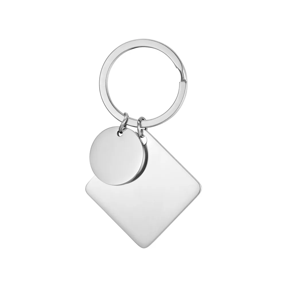 Accept Sustom Promotional Keyring Gift For Custom LOGO Square Round Shaped Calendar Steel Metal Tag Keychain