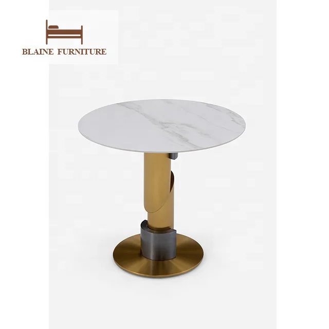 Tall Round Side End Table Coffee Table Porcelain Tile Living Room Furniture Slate Top Modern Design Coffee Table