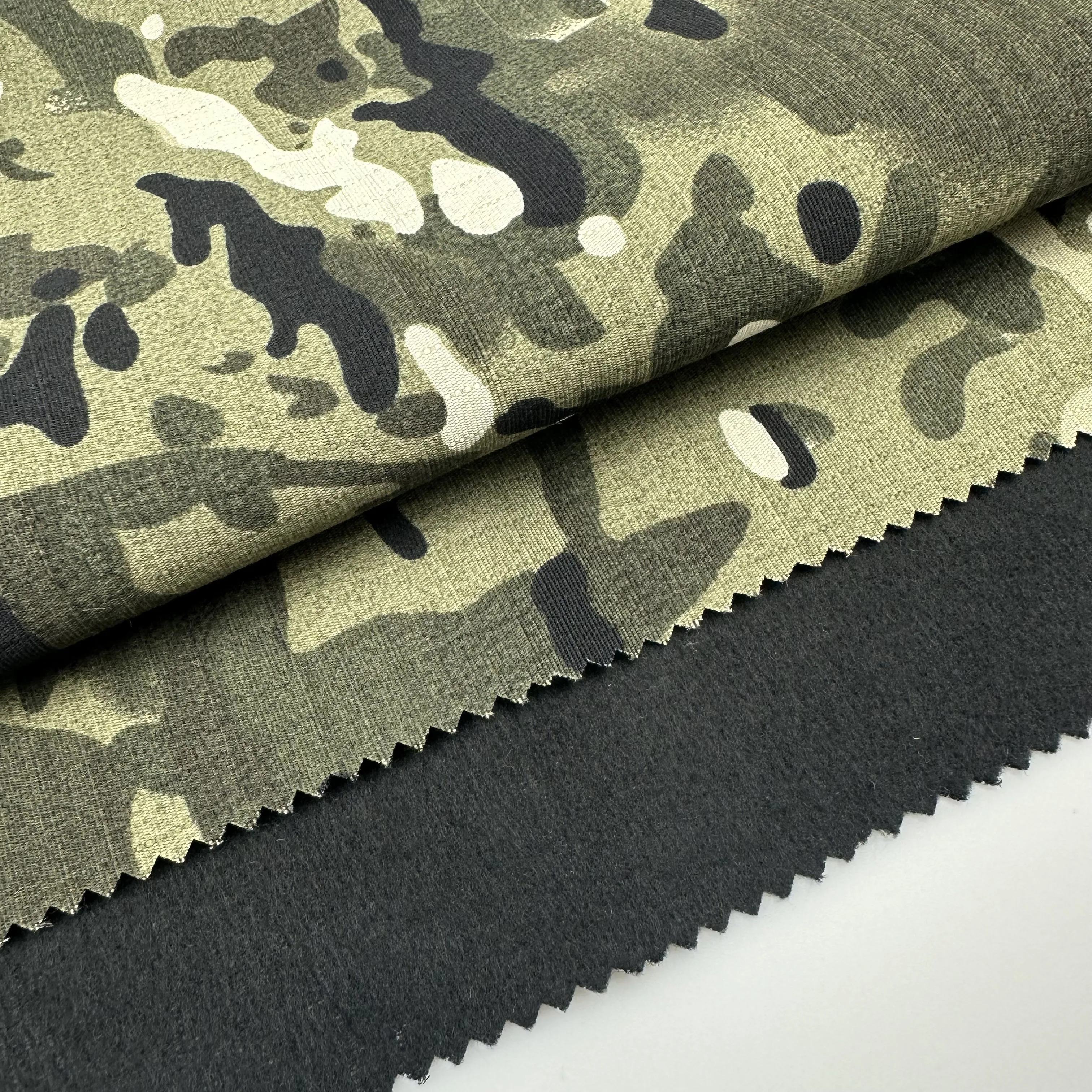 TC 80/20 rip-stop polyester/cotton brush bonded printed greta wear camo print compound fabric for workwear