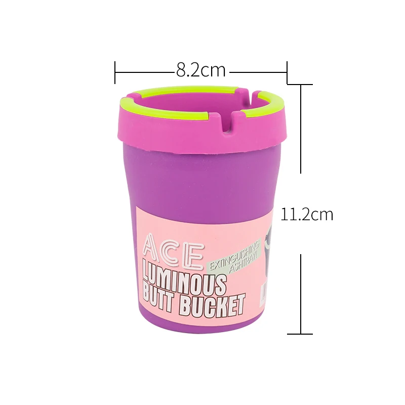 Lanchuang Smoking Accessory Glow In The Dark Portable Plastic Ashtray With Lid