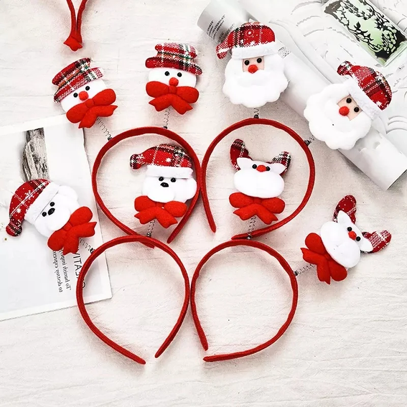 Newest Xmas Hairband Glitter Elk Horn Hairband With Small Bell For Women Baby Christmas Decorations