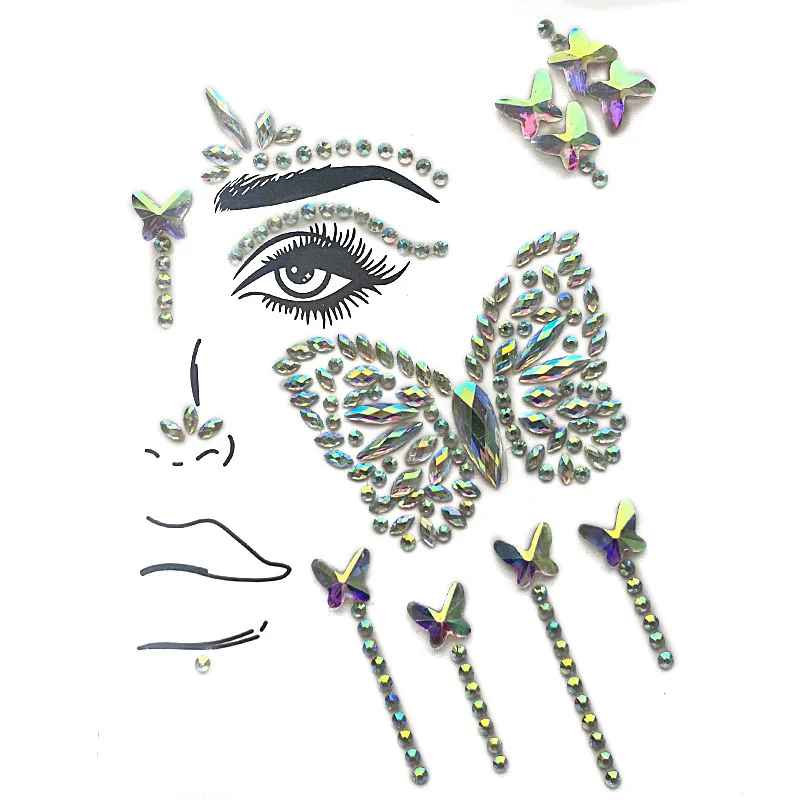 Newest 12 Styles Special Design Party Joy Tear Eye Sticker Glitter Adhesive Rhinestone Sticker Forehead Face Gems Sticker