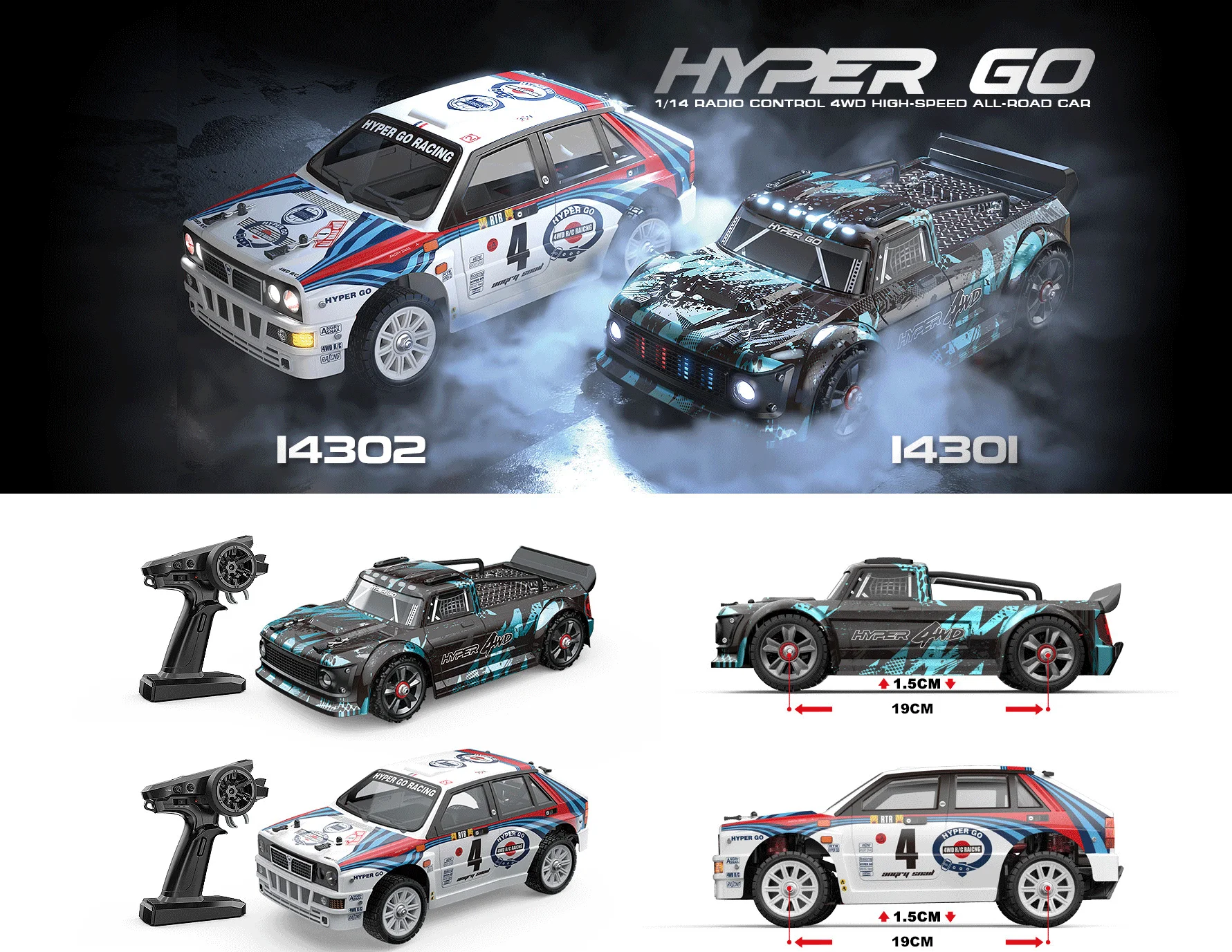 2023 HOSHI Hyper Go MJX 14301 RC Car 1/14 Drift Racing Car All-metal Chassis Remote Control Brushless Motor 55KM/H RC Car Toy