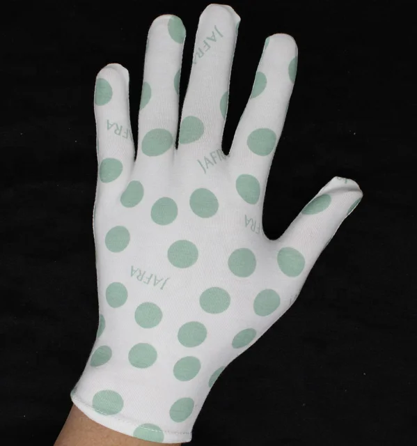 Custom print cosmetic skin care white cotton Massage spa gloves