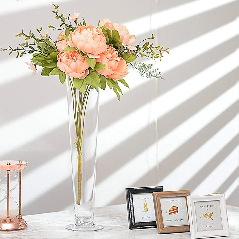 
Wholesale Customized Wedding Eiffel Tower & Tall Vases H-20inch Trumpet glass Vases 