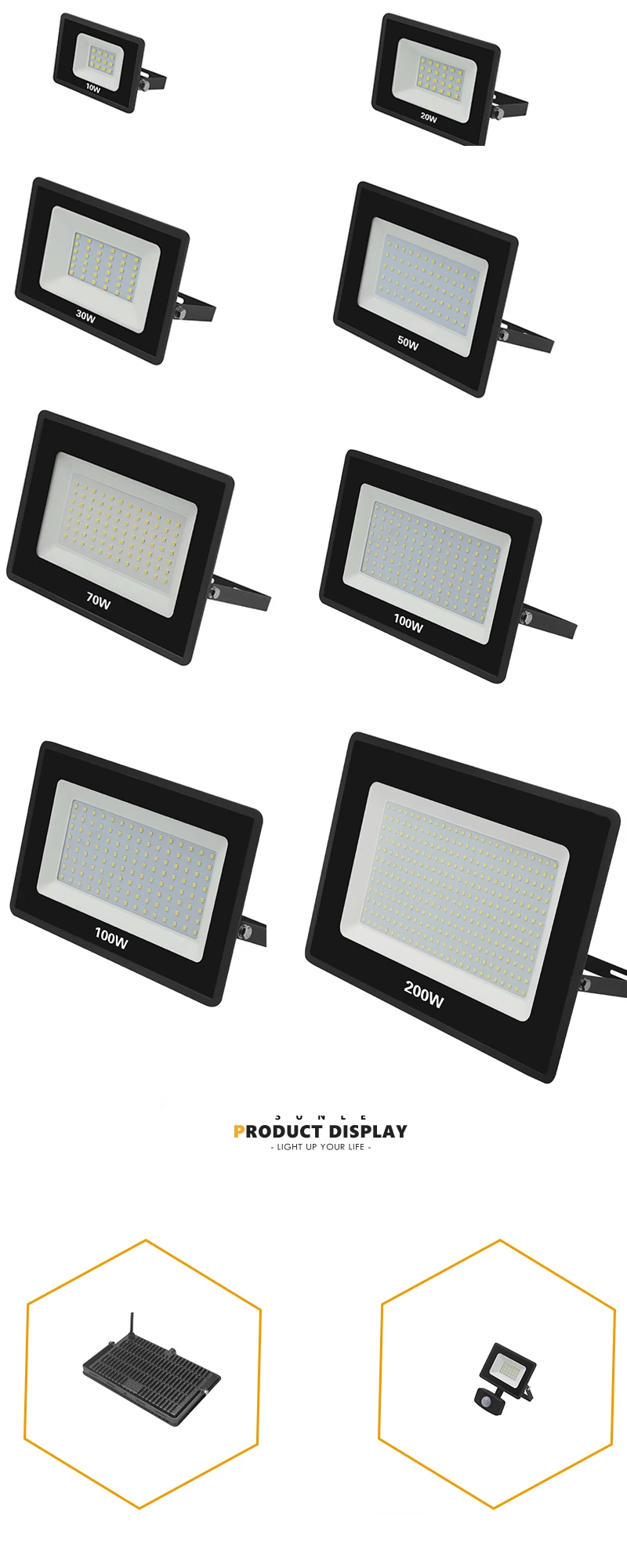 100W /200w Led Floodlight Projector Outdoor Lamp Green Luminous Black Body Glass Power Tempered Aluminium Color Material Rating