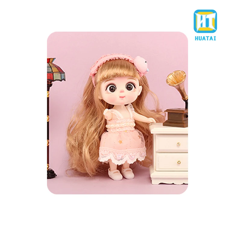 pretend play toys 24pcs cartoon style for choice 13cm height pretty girls doll with 4 color disc