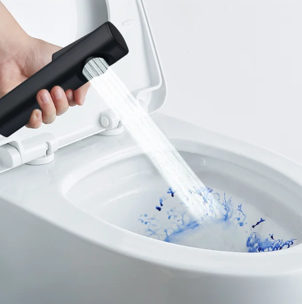 Stainless steel toilet companion black silver toilet washer spray gun high pressure toilet washer booster nozzle