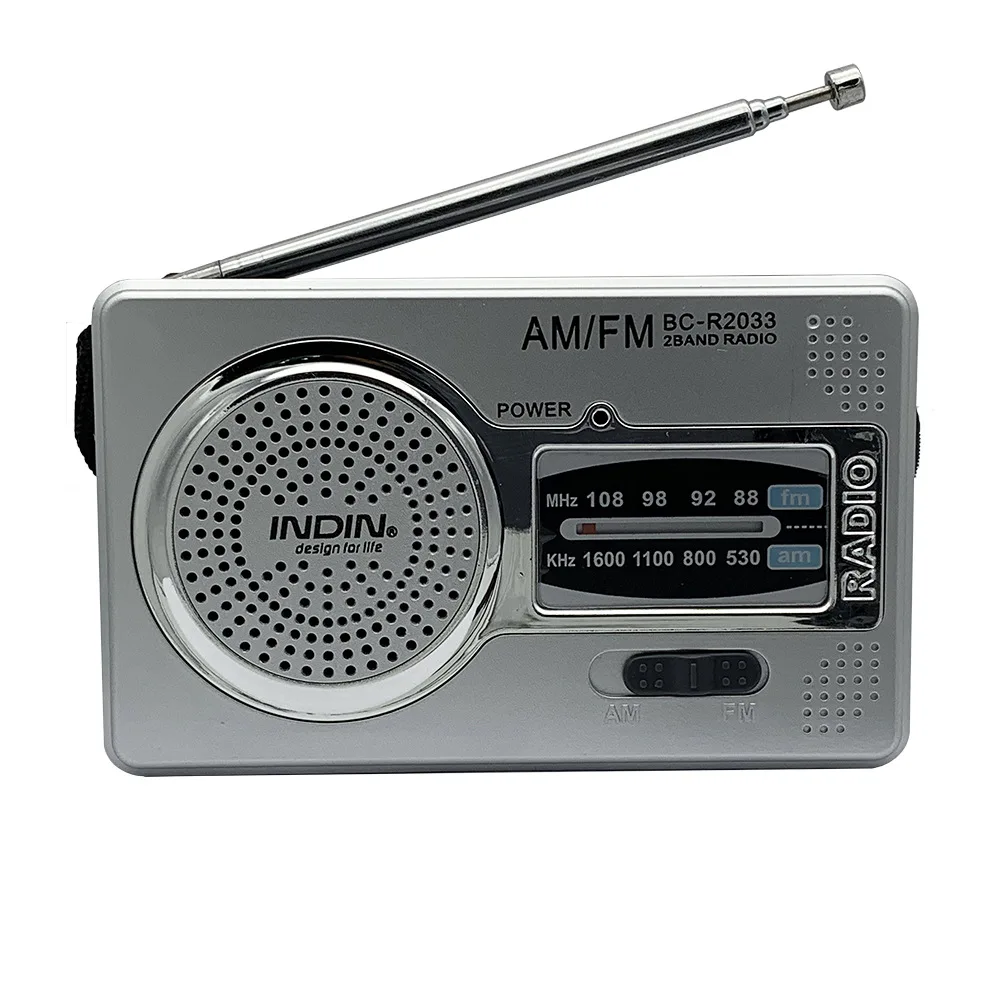 BC-R2033 AM FM Radio Telescopic Antenna Full Band Portable Radio Receiver Retro FM World Pocket Radio Player for Elder