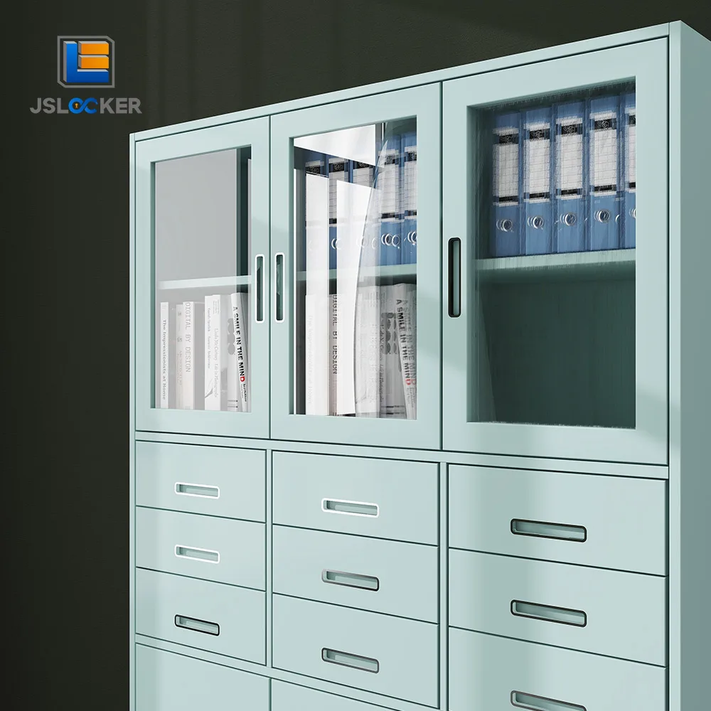 New classic display office filing cabinet office metal cupboards glass door file  office furniture storage cabinet for safe