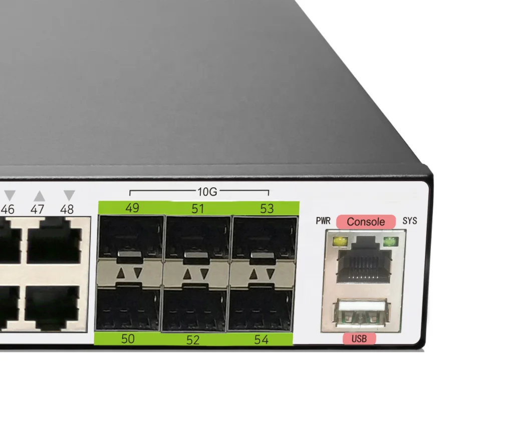 PDnet 10G Uplink 54-port L2 + управляемый коммутатор PoE 48*10/100/1000M порт RJ45 4*1/10G SFP сетевой