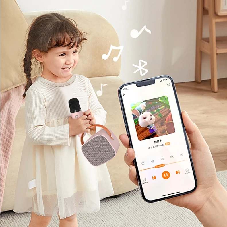 Portable audio sound box Player system With Double amplifier Wireless Microphones Party ktv bt Speakers Mini Karaoker For Kids