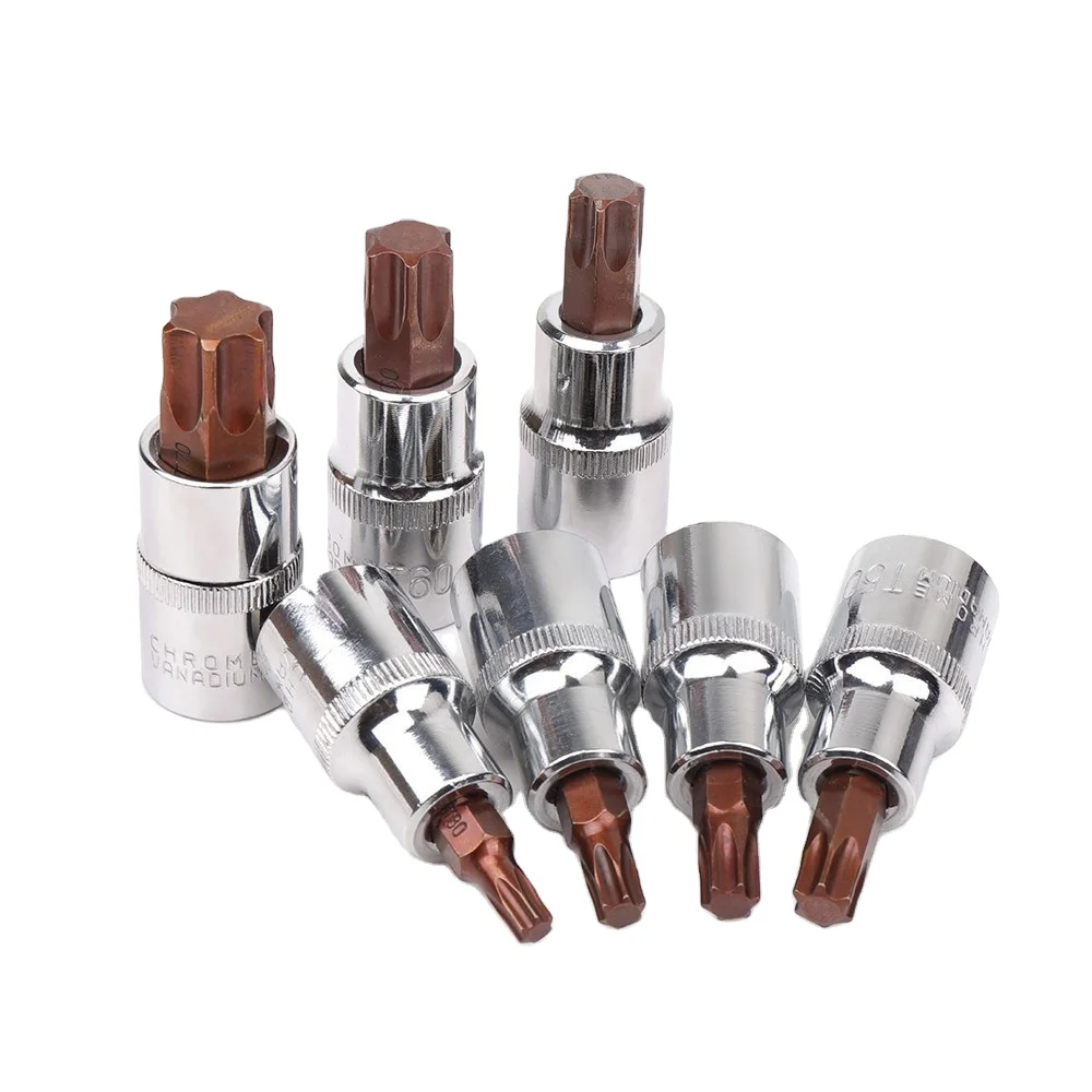 1/2 Star S2 Bits Set Torx Bit Socket Set  T10-T70 Socket Adapter for Torque Spanner Ratchet Socket Wrench