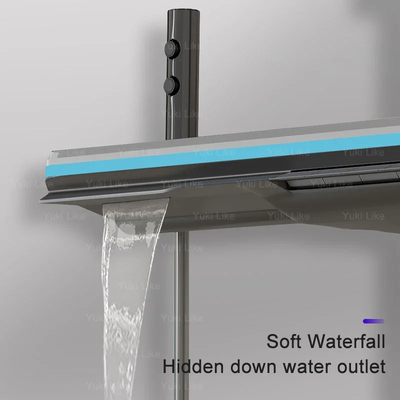 Digital Smart Grey Shower Set Bathroom Home Use Shower System Rainfall Sprayer Pressurised Bathing Apartment Shower Head