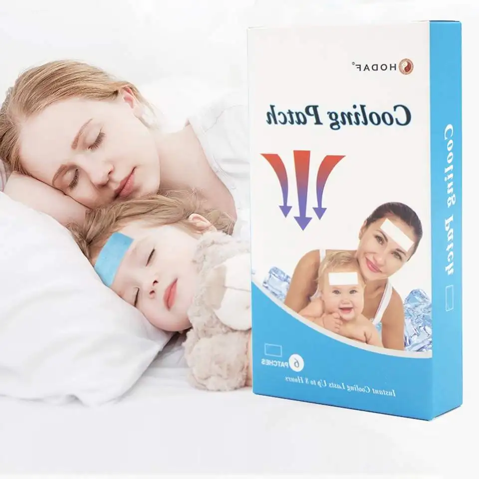 2024 Hodaf Wholesale Headache Pads for Fever Discomfort Kids Ice Cooling Gel Patch Hydrogel FeverCool Patch