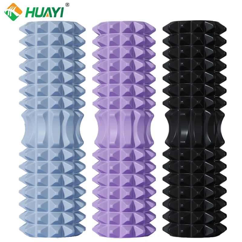 Huayi Factory Price  home exercise muscle relax gym fitness EVA hollow foam roller customized Deep Tissue Massage Roller Black