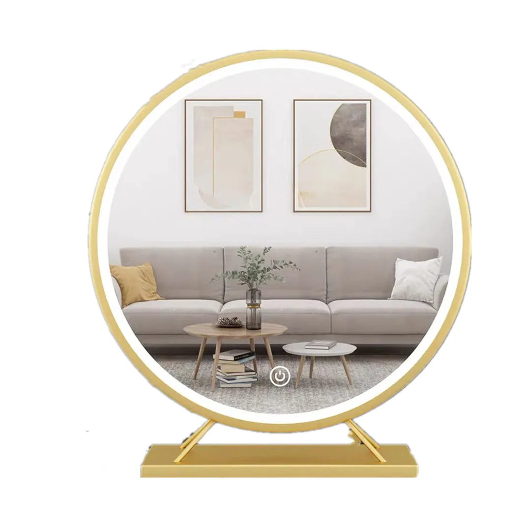 Golden White Black Color Table Desk Top Metal Framed Led Make Up Mirror