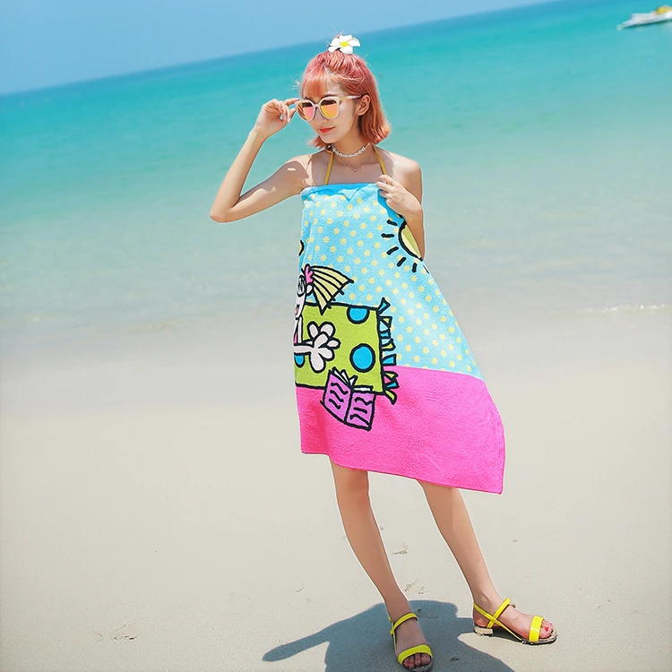 Soft touch custom logo microfiber terry towelling beach towels cover up Australia