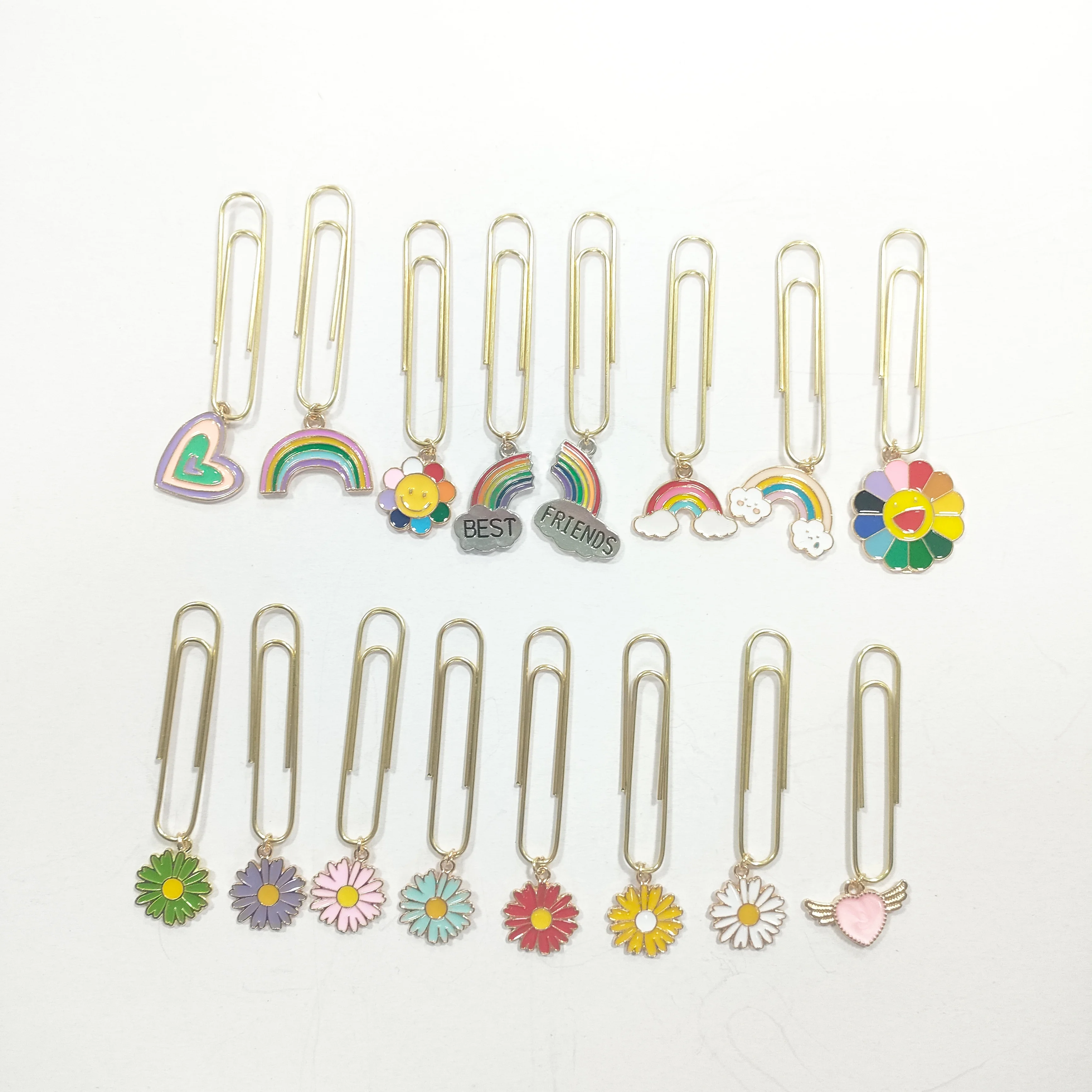 16pcs Cute Paper Clips Metal Paperclip Funny Colorful Large Size Sunflower Daisy Paperclip for Teacher  Students Bookmark Clamp