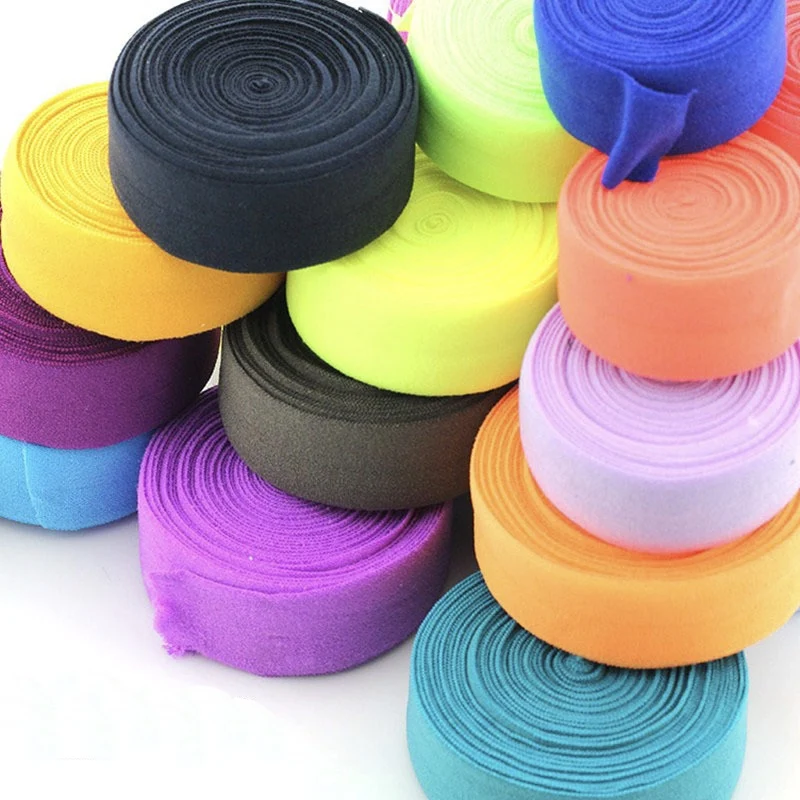 Factory Wholesale Colored soft 15mm 20mm Fold Over Elastic Bias Tape Binding Underwear Bra Straps