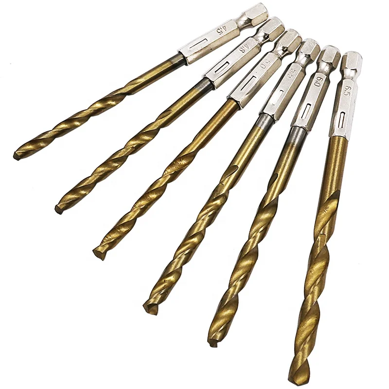 13pcs/lot HSS High Speed Steel Titanium Coated 1/4 Hex Shank 1.5-6.5mm Drill Bit Set Drill Machine Set